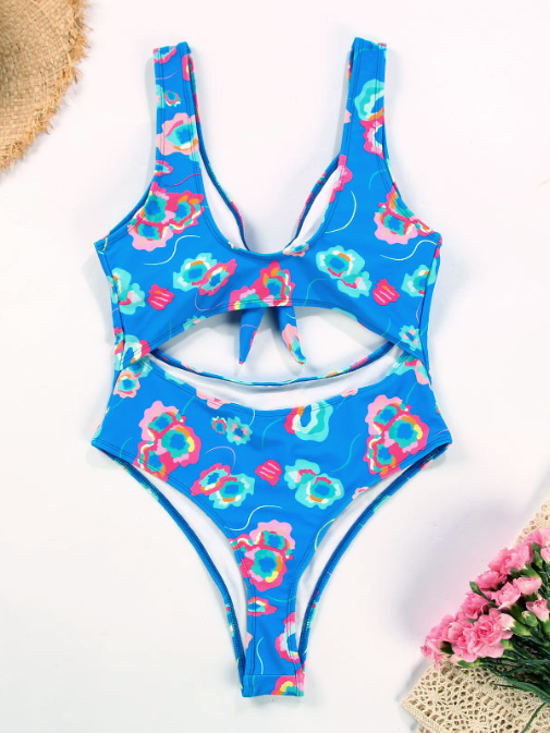 Bañador Trikini Mujer Lazo Flúor Azul