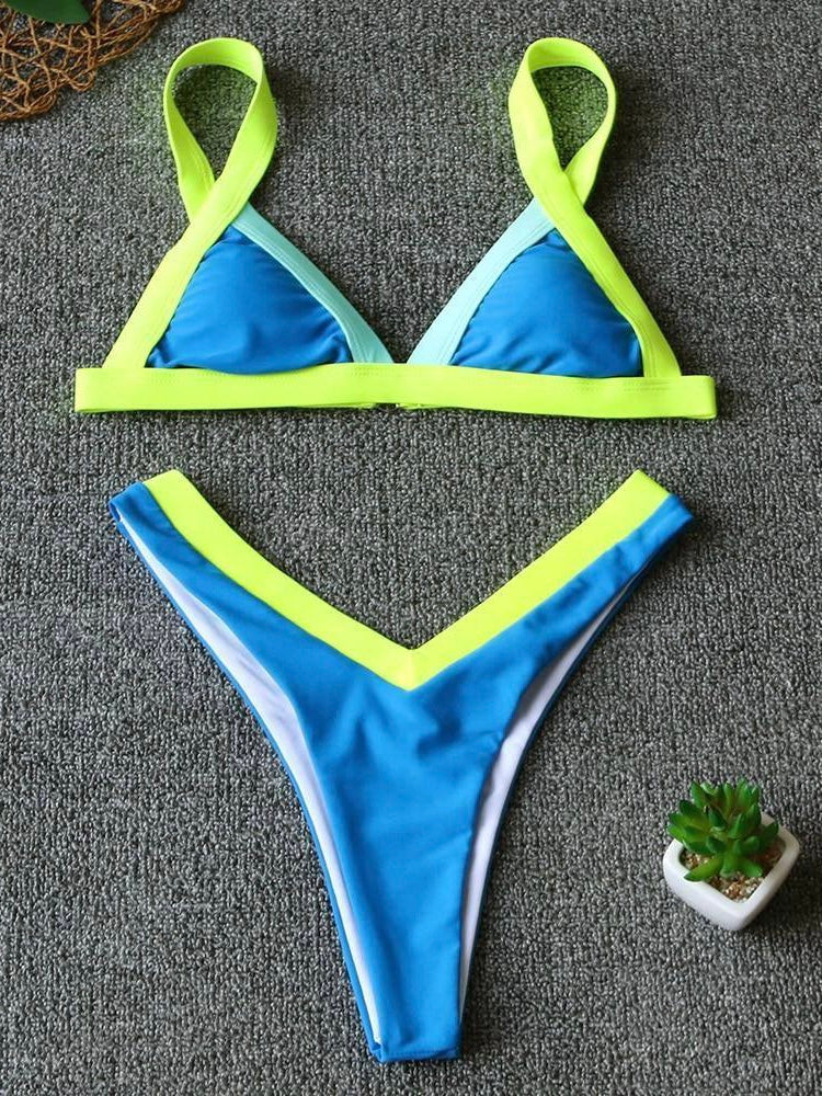 Bañador Trikini Mujer Lazo Flúor Azul - BIKINI NEON