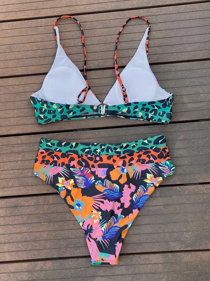 Bañador Mujer en V Flúor Tropical – BIKINI NEON