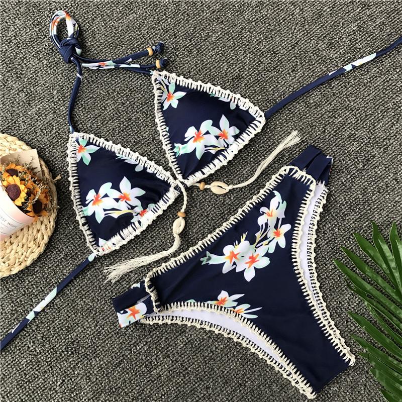 Bikini Neon Crochet Azul